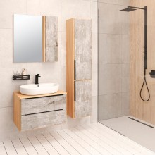 Зеркало со шкафом Runo Мальта 70 00-00001102 Серое Дуб