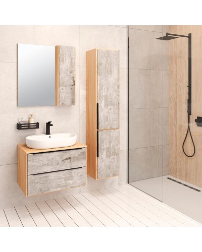 Зеркало со шкафом Runo Мальта 70 00-00001102 Серое Дуб