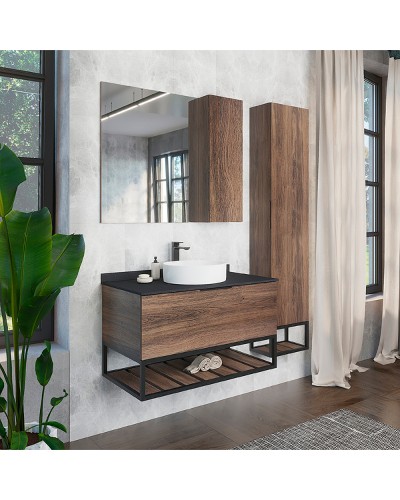 Зеркало со шкафом Comforty Порто 90 00-00009232 Дуб темно-коричневый