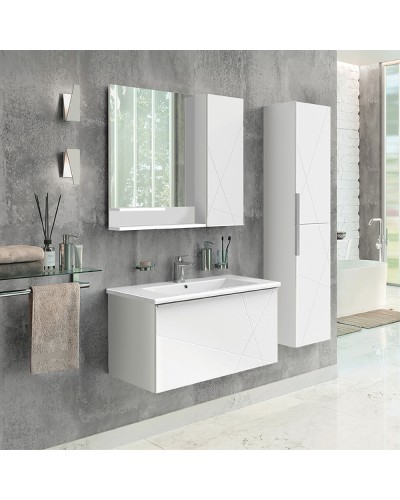 Зеркало со шкафом Comforty Мерано 90 R 00-00010664 Белое матовое