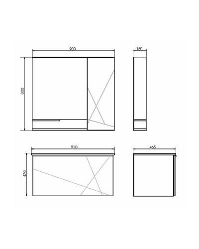 Зеркало со шкафом Comforty Мерано 90 R 00-00010664 Белое матовое
