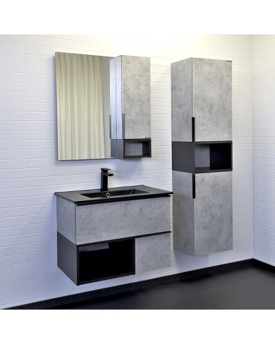 Зеркало со шкафом Comforty Франкфурт 75 00-00011079 Бетон светлый