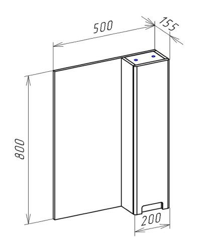 Зеркало со шкафом Bellezza Пегас 50 L 4610406022047 Черное Белое