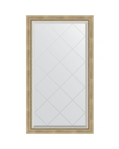 Зеркало Evoform Exclusive-G 128х73 BY 4218 с гравировкой в багетной раме - Состаренное серебро с плетением 70 мм
