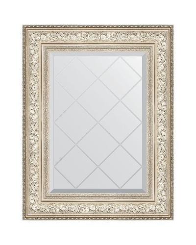 Зеркало Evoform Exclusive-G 78х60 BY 4039 с гравировкой в багетной раме - Виньетка серебро 109 мм