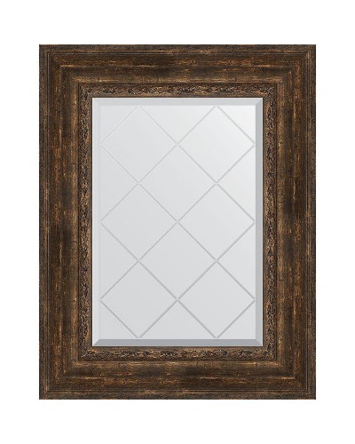 Зеркало Evoform Exclusive-G 80х62 BY 4043 с гравировкой в багетной раме - Состаренное дерево с орнаментом 120 мм