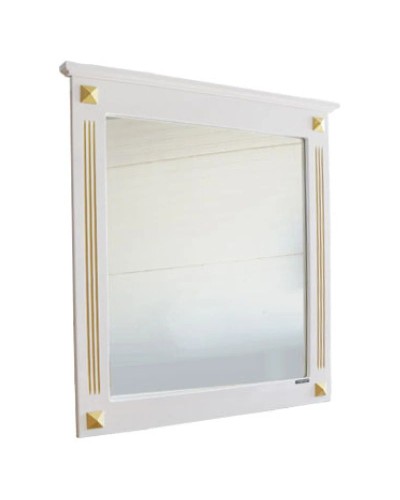 Зеркало 80,6х86,2 см белый глянец золотая патина Comforty Палермо 00004143814