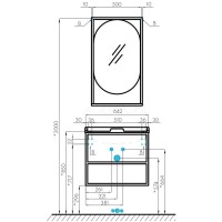 Зеркало 52х90 см дуб кантри/черный Акватон Лофт Фабрик 1A242502LTDY0