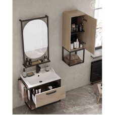 Зеркало 52х90 см дуб эндгрейн/черный Акватон Лофт Фабрик 1A242502LTDU0