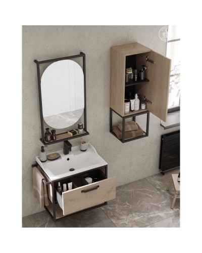 Зеркало 52х90 см дуб эндгрейн/черный Акватон Лофт Фабрик 1A242502LTDU0