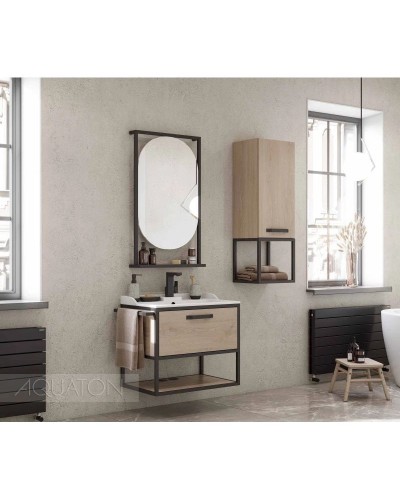 Зеркало 52х90 см дуб эндгрейн/черный Акватон Лофт Фабрик 1A242502LTDU0