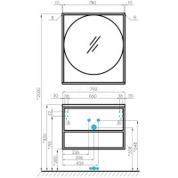 Зеркало 80х90 см дуб кантри/черный Акватон Лофт Фабрик 1A242602LTDY0