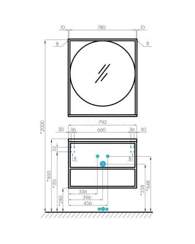 Зеркало 80х90 см дуб кантри/черный Акватон Лофт Фабрик 1A242602LTDY0