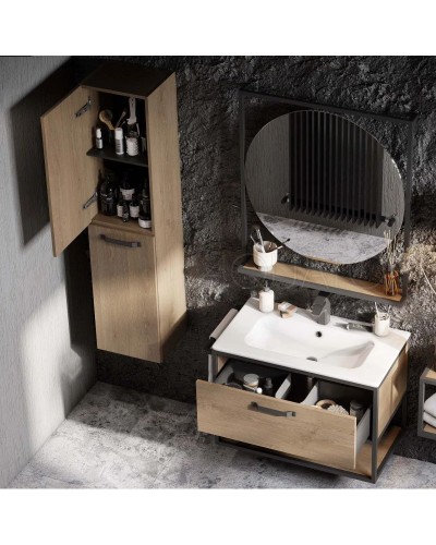 Зеркало 80х90 см дуб кантри/черный Акватон Лофт Фабрик 1A242602LTDY0