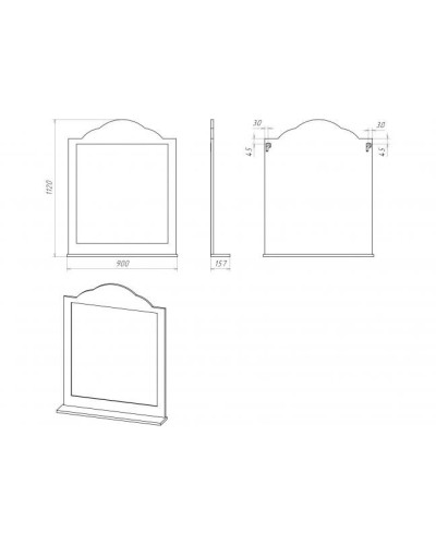 Roma - 90 Зеркало ясень патина со светильником