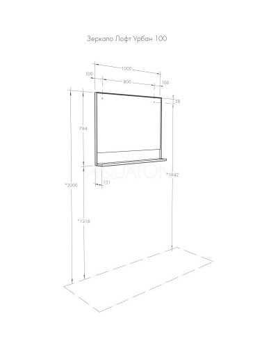 Зеркало 100х78,4 см дуб орегон/черный Акватон Лофт Урбан 1A248002LQX50