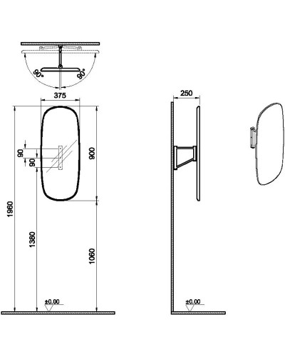Зеркало 37,5х90 см американский орех Vitra Plural 64059