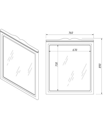 Зеркало 76х89 см керамик Caprigo Marsel 33831-L812