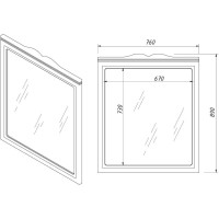 Зеркало 76х89 см графит матовый Caprigo Marsel 33831-L810