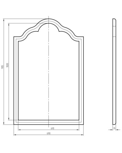 Зеркало 69х110,5 см серебро Migliore 30965