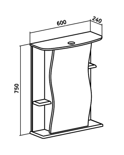 Зеркальный шкаф Runo Лилия 60 R 00000000029 с подсветкой Белый