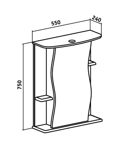 Зеркальный шкаф Runo Лилия 55 R 00000000028 с подсветкой Белый