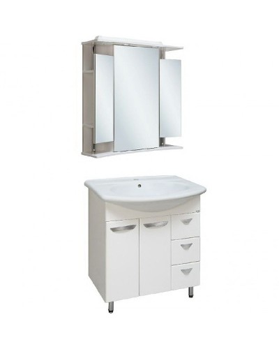 Зеркальный шкаф Runo Валенсия 75 00000000019 с подсветкой Белый