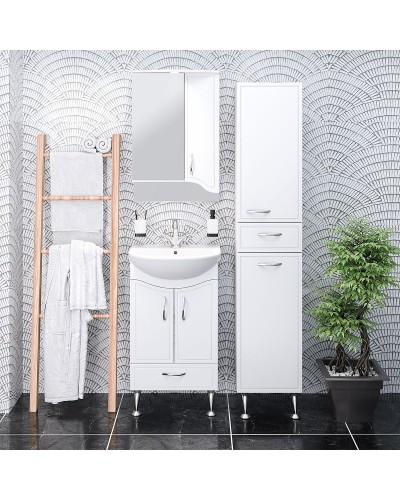 Зеркальный шкаф Runo Севилья 50 R 00000000799 с подсветкой Белый