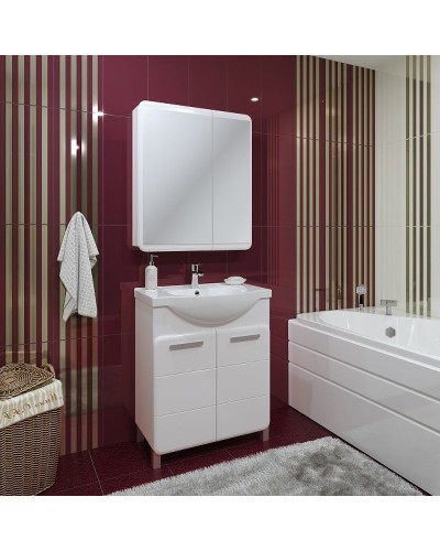 Зеркальный шкаф Runo Эрика 70 УТ000003320 Белый