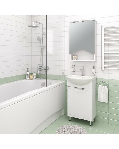 Зеркальный шкаф Runo Фортуна 50 R 00000001027 с подсветкой Белый