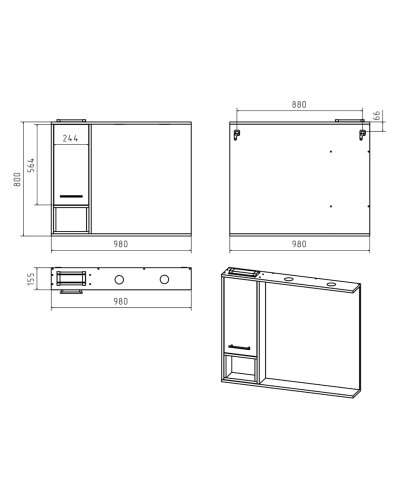 Фетта -100 Зеркало-шкаф левый подвесной