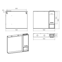 Фетта -100 Зеркало-шкаф правый подвесной