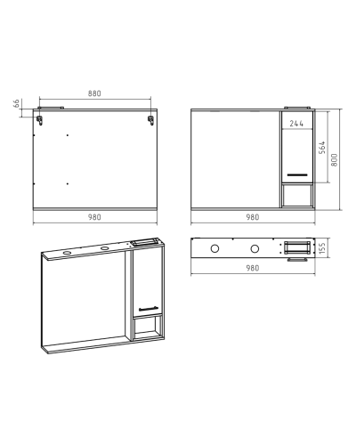 Фетта -100 Зеркало-шкаф правый подвесной