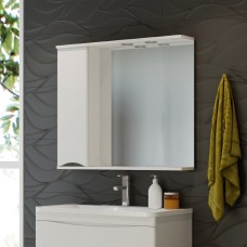 Элвис - 85 Зеркало-шкаф лев. (свет)  белая эмаль