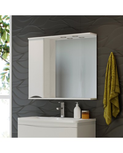 Элвис - 85 Зеркало-шкаф лев. (свет)  белая эмаль