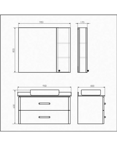 Зеркало со шкафом Comforty Амстердам 95 00004143986 Белый глянец