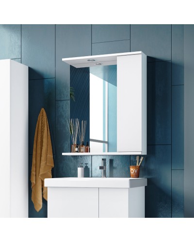 Лира - 60 Зеркало-шкаф с 1 шкаф. правый белая эмаль