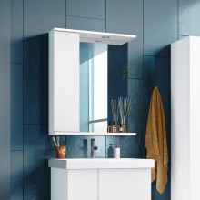 Лира - 50 Зеркало-шкаф с 1 шкаф. левый белая эмаль