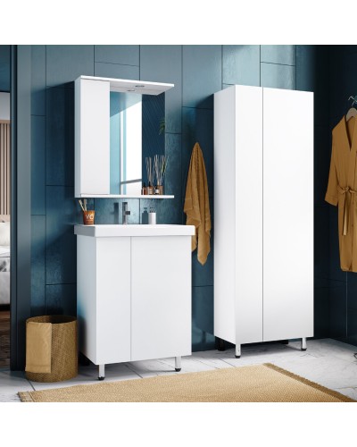 Лира - 60 Зеркало-шкаф с 1 шкаф. левый белая эмаль