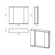 Лира - 80 Зеркало-шкаф с 2 шкаф. с отталкив. белая эмаль