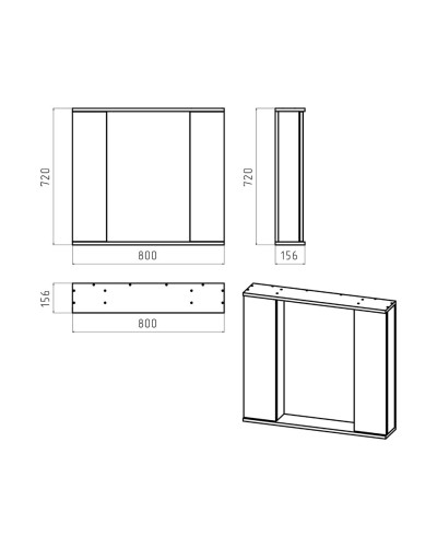 Лира - 80 Зеркало-шкаф с 2 шкаф. с отталкив. белая эмаль