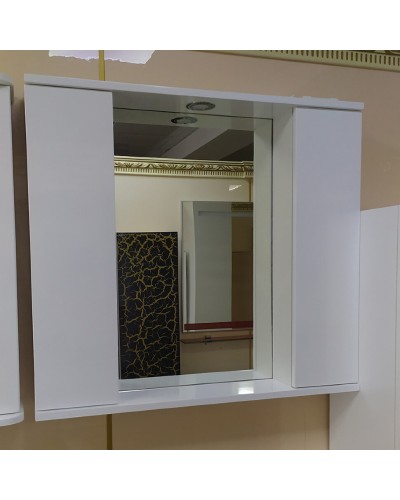 Лира - 80 Зеркало-шкаф с 2 шкаф. с отталкив. белая эмаль