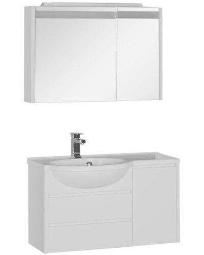 Зеркальный шкаф Aquanet Лайн 90 R 164934 с подсветкой Белый
