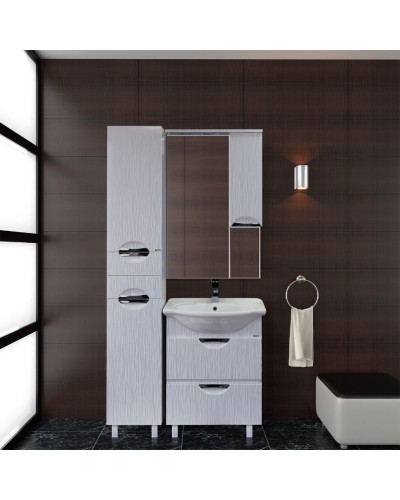 Лорд - 65 зеркало-шкаф (свет) лев.(комб.бело-черн)