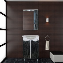 Лорд - 65 зеркало-шкаф (свет) лев.(комб.бело-черн)