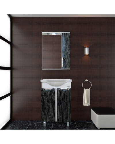 Лорд - 65 зеркало-шкаф (свет) лев.(комб.бело-черн)