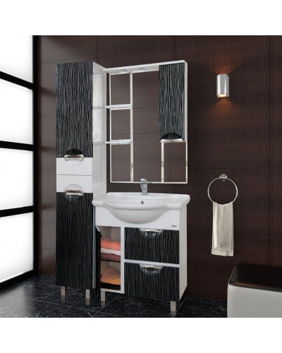 Лорд - 85 зеркало-шкаф (свет) прав.(комб.бело-черн