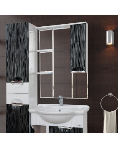 Лорд - 85 зеркало-шкаф (свет) прав.(комб.бело-черн