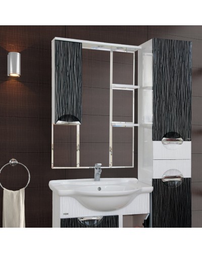 Лорд - 85 зеркало-шкаф (свет) лев.(комб.бело-черн)