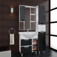 Лорд - 85 зеркало-шкаф (свет) лев.(комб.бело-черн)